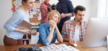 a group is discussing something in their office